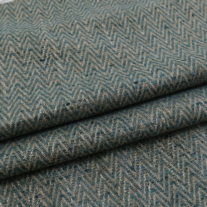 Emerald Green Herringbone Upholstery Fabric by Yard -Textured Zigzag Home Decor Textile