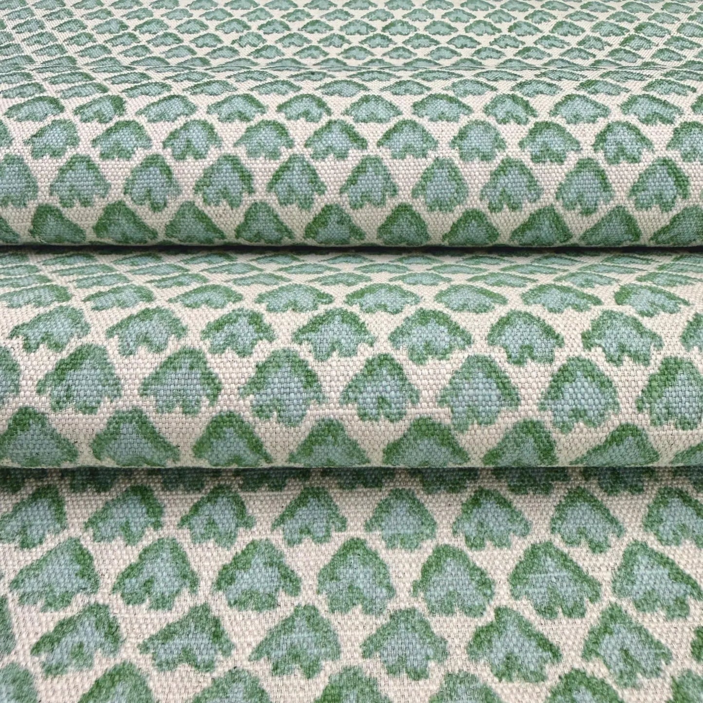 Botanical upholstery fabric by the yard in blue and green tones