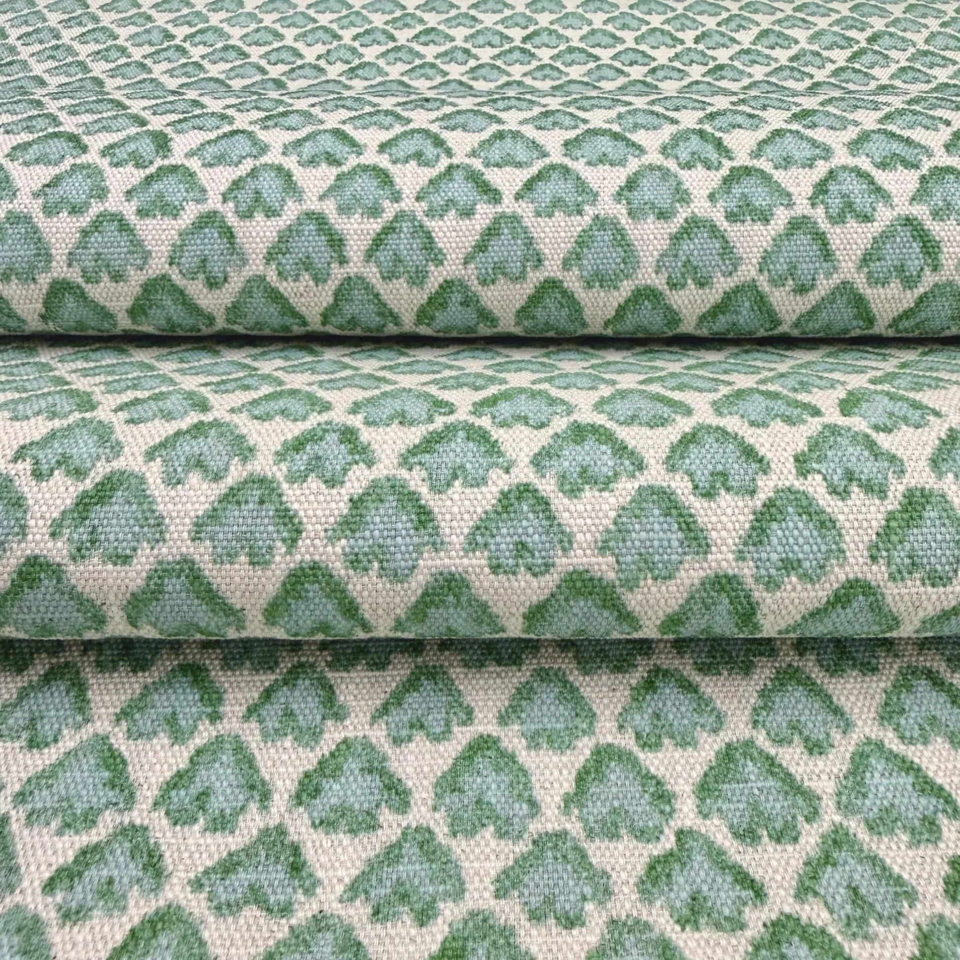 Botanical upholstery fabric by the yard in blue and green tones