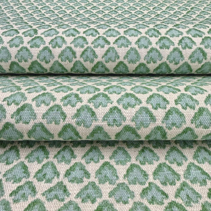 Botanical upholstery fabric by the yard in blue and green tones