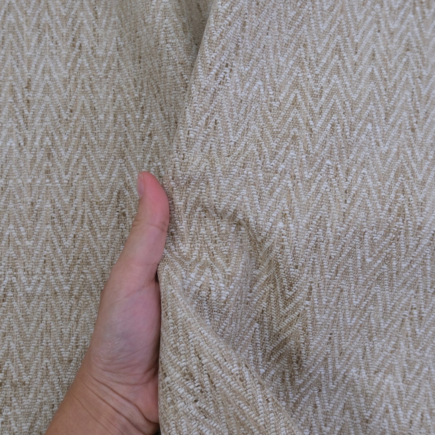 Cream Chevron Upholstery Fabric by the Yard- Textured Neutral Fabric for Home Decor