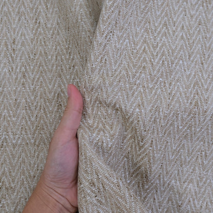 Cream Chevron Upholstery Fabric by the Yard- Textured Neutral Fabric for Home Decor