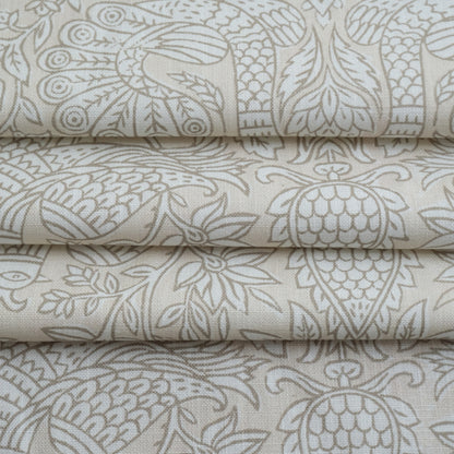 Taupe Bird Print Linen Cotton Fabric by the Yard – Artisan Neutral Upholstery & Drapery Textile