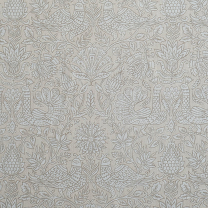 Taupe Bird Print Linen Cotton Fabric by the Yard – Artisan Neutral Upholstery & Drapery Textile
