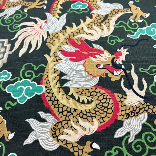 Year of the Dragon Textile Chinoiserie Curtain Fabric Yardage