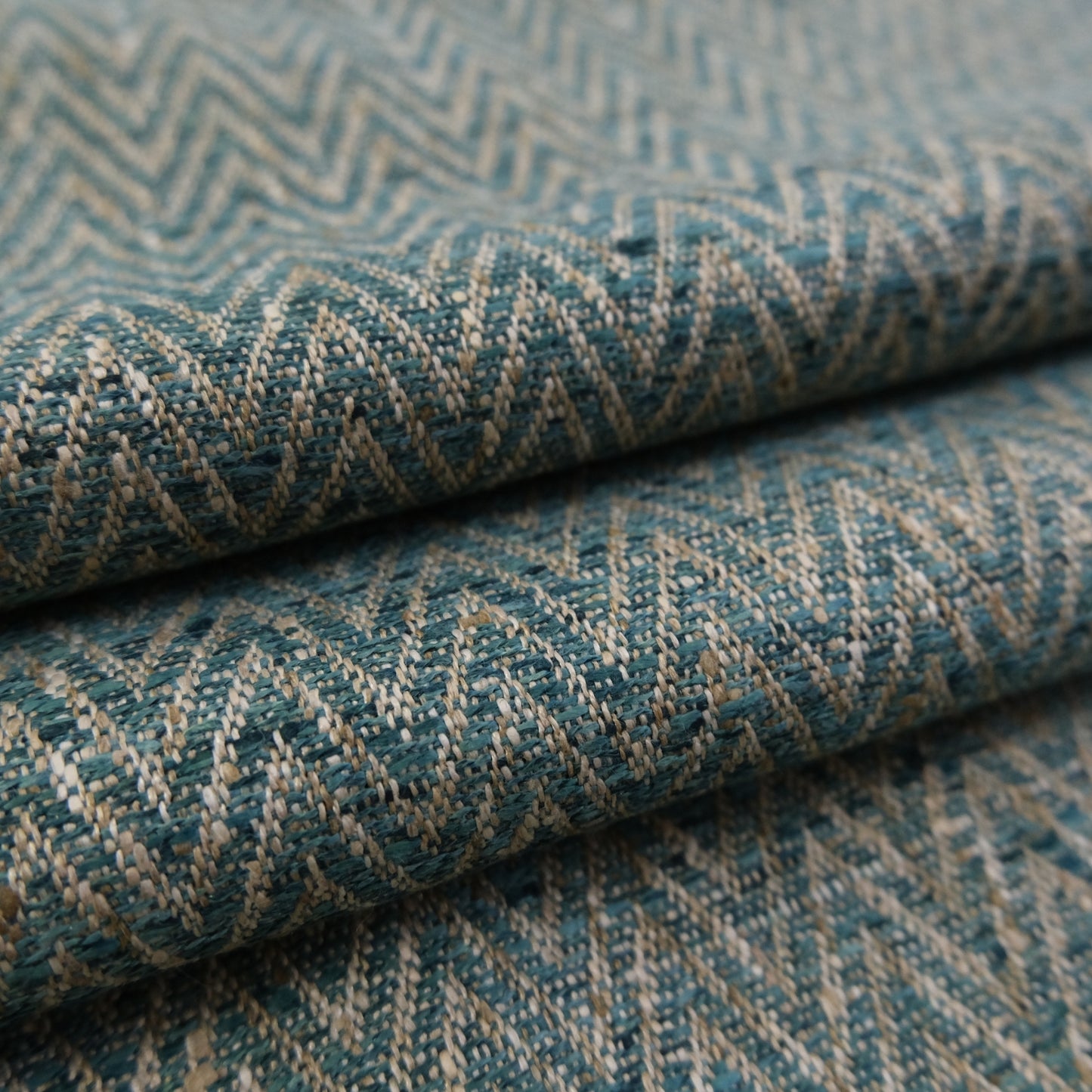Emerald Green Herringbone Upholstery Fabric by Yard -Textured Zigzag Home Decor Textile