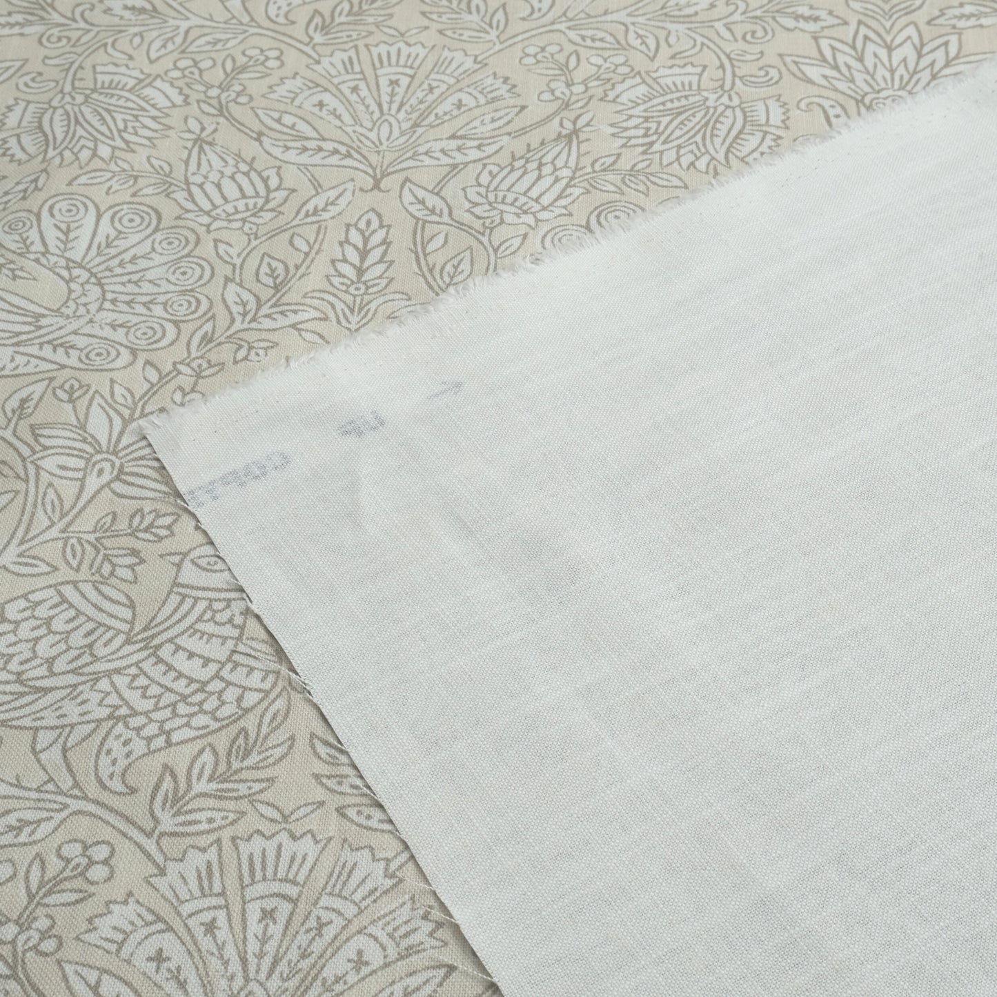 Taupe Bird Print Linen Cotton Fabric by the Yard – Artisan Neutral Upholstery & Drapery Textile