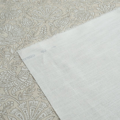 Taupe Bird Print Linen Cotton Fabric by the Yard – Artisan Neutral Upholstery & Drapery Textile