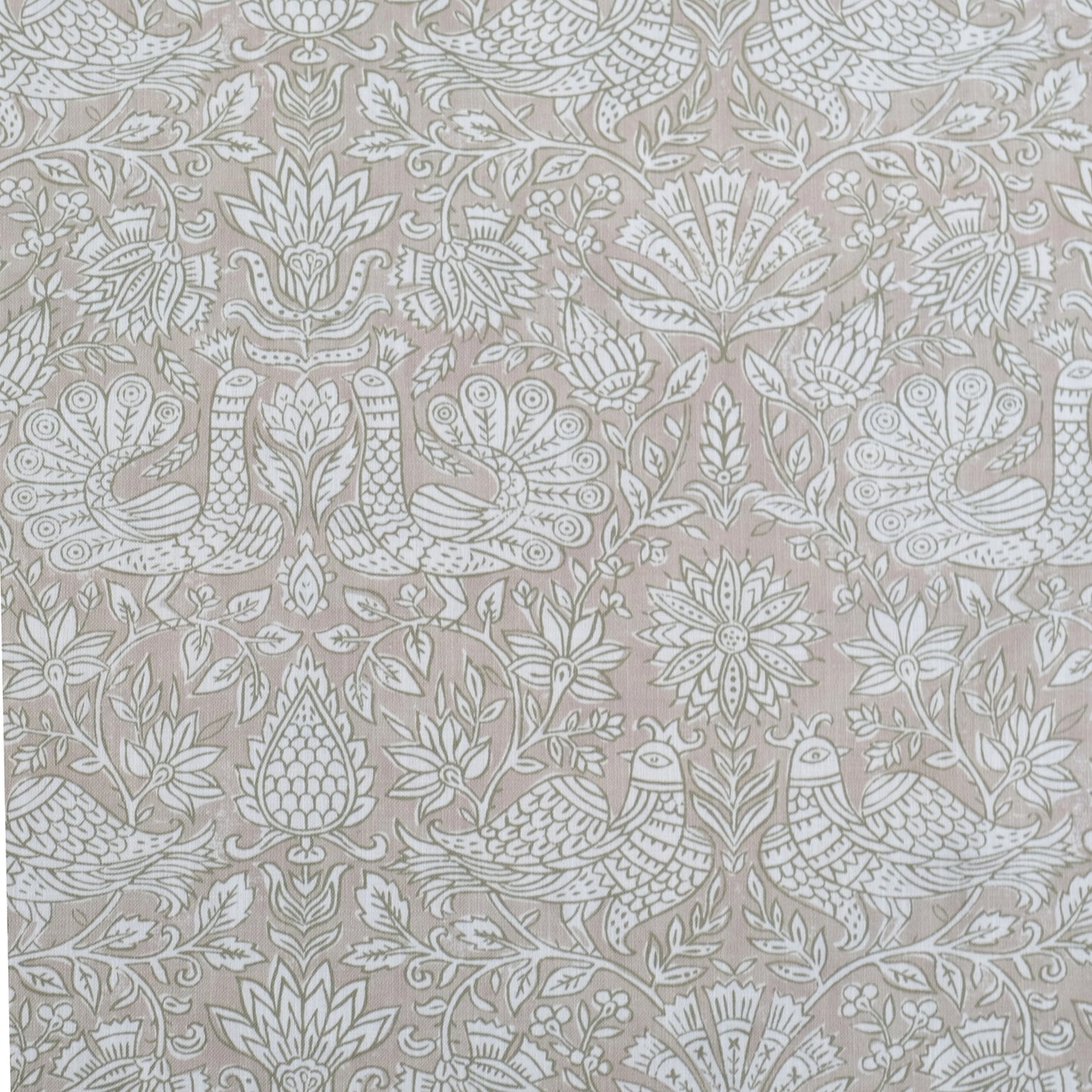 Olive Green Peacock Pattern Print Fabric