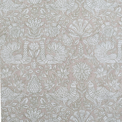 Olive Green Peacock Pattern Print Fabric