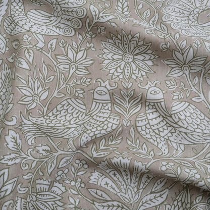 Olive Green Peacock Pattern Print Fabric