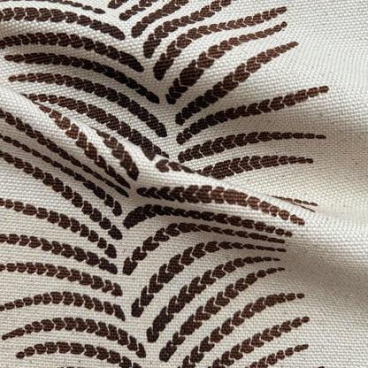 Brown Fern Print Fabric By The Yard Botanical Autumn Leaf Motif