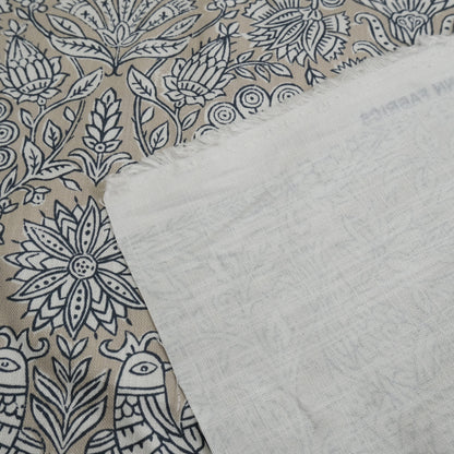 Sigrid Blue Floral Bird Print Fabric- Designer Bedroom Drapery