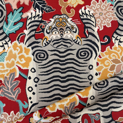 Red Tiger Print Fabric by the Yard