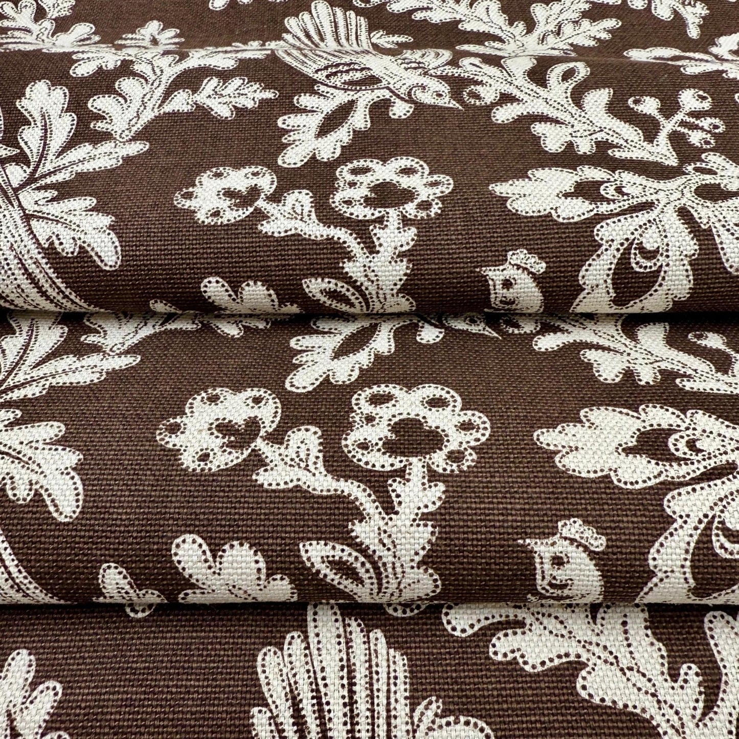 Brown Bird Fabric Floral Cotton Upholstery