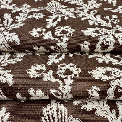 Brown Bird Fabric Floral Cotton Upholstery