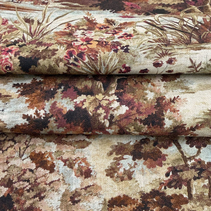 a close-up view of a fabric with a floral pattern, showcasing the intricate details and textures of the design.