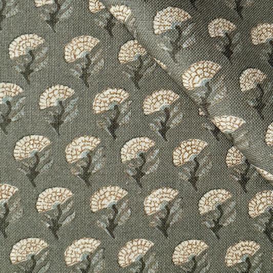 Bloomcrest Eucalyptus Small-Scale Sage Floral Block Print Fabric