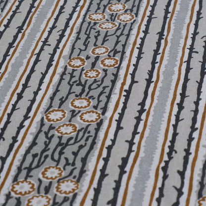 Taupe Terracotta Floral Vine Fabric- Vintage Botanical Cotton by the Half Yard