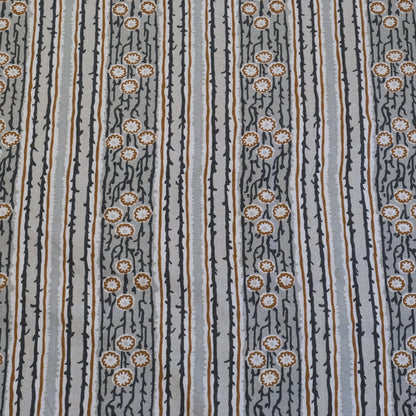 Taupe Terracotta Floral Vine Fabric- Vintage Botanical Cotton by the Half Yard