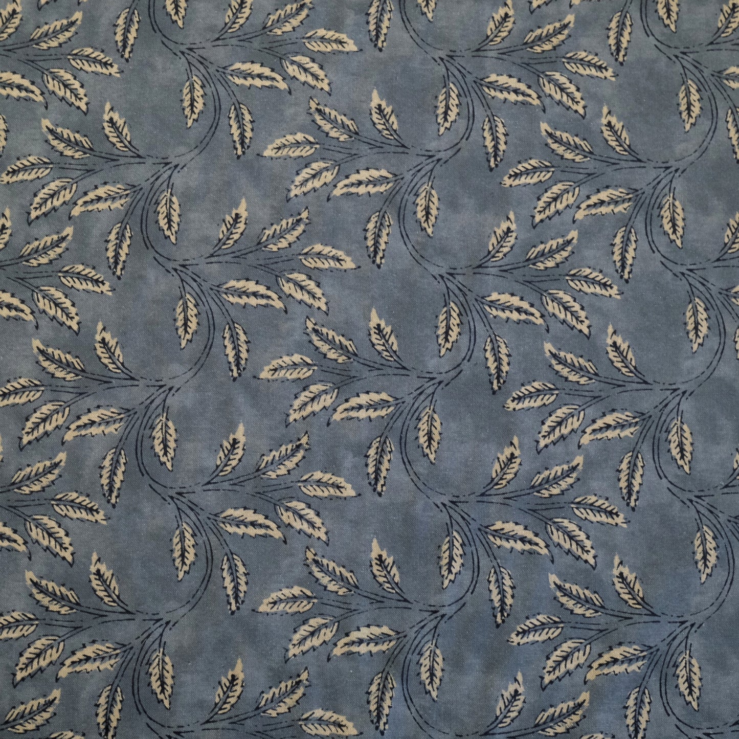 Neutral Foliage Organic Botanical Linen Fabric- Beige Leaf Print for Curtains & Upholstery