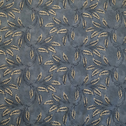Neutral Foliage Organic Botanical Linen Fabric- Beige Leaf Print for Curtains & Upholstery