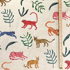 Wildlife Print Cotton Fabric Jungle Collection Safari Nursery Decor Tropical Leaves Big Cat Print Quilting Material Sewing Project Home Decor Fabric