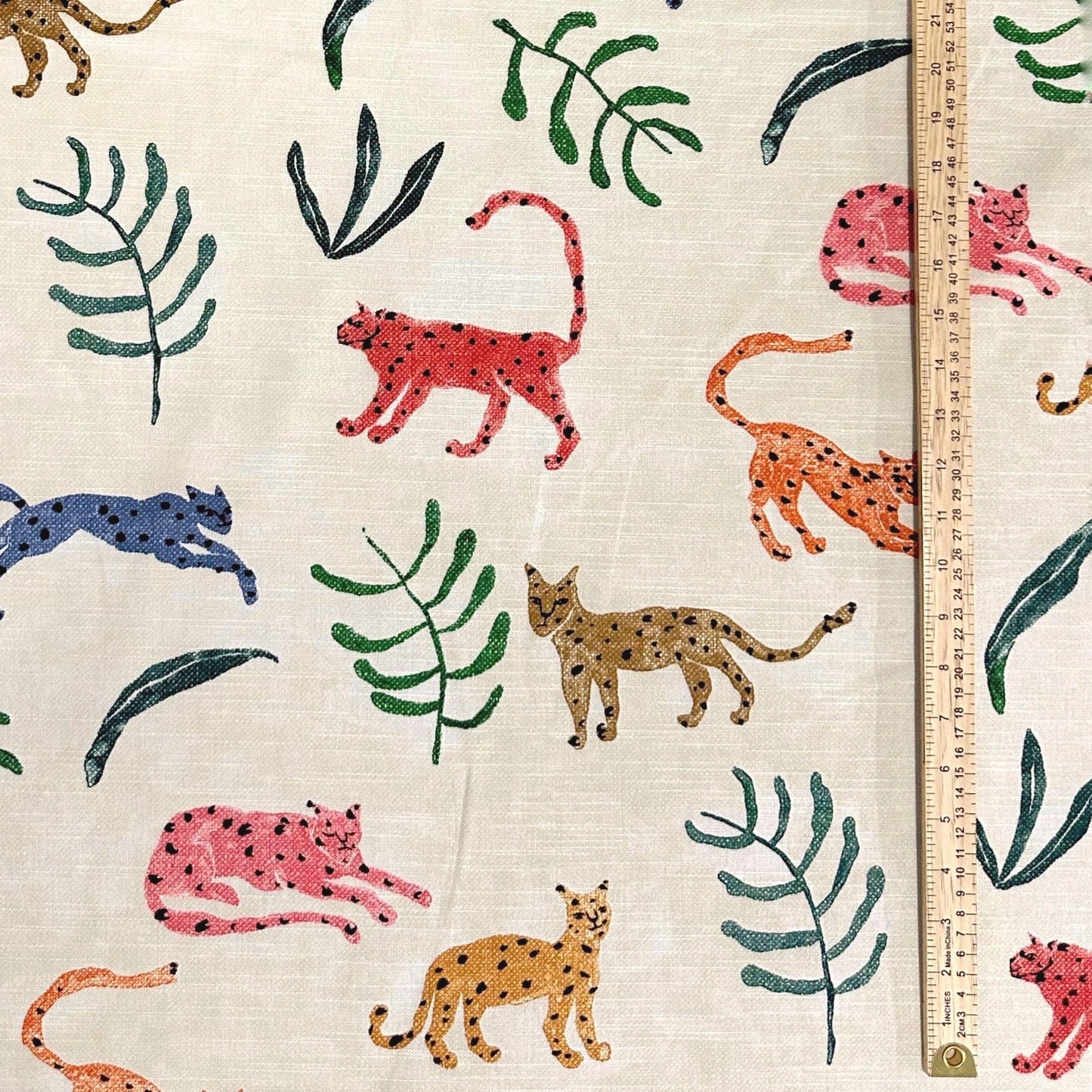 Wildlife Print Cotton Fabric Jungle Collection Safari Nursery Decor Tropical Leaves Big Cat Print Quilting Material Sewing Project Home Decor Fabric