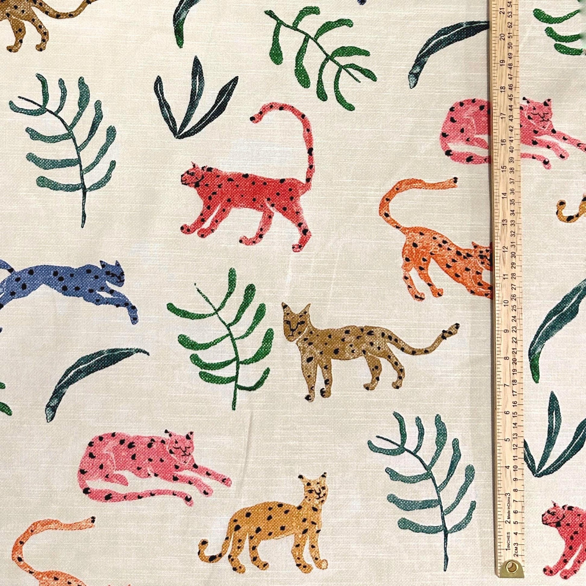 Wildlife Print Cotton Fabric Jungle Collection Safari Nursery Decor Tropical Leaves Big Cat Print Quilting Material Sewing Project Home Decor Fabric