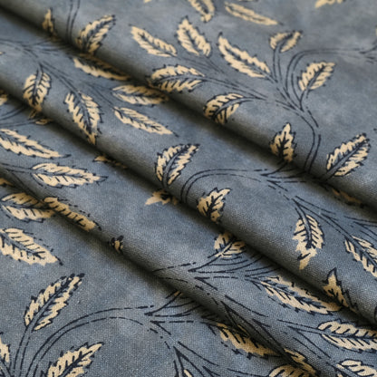 Neutral Foliage Organic Botanical Linen Fabric- Beige Leaf Print for Curtains & Upholstery