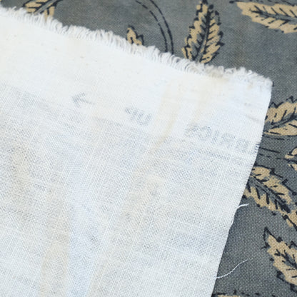 Neutral Foliage Organic Botanical Linen Fabric- Beige Leaf Print for Curtains & Upholstery