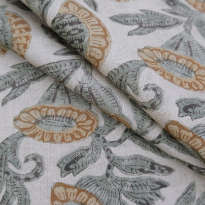 Muted Sage Large Floral Cotton Fabric – Oversized Botanical Print by the Yard