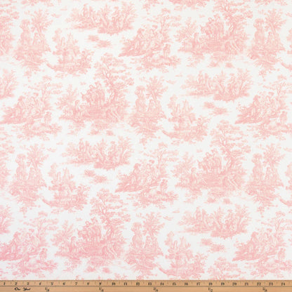 Coquette Pink Toile and Gingham Fabric Romantic Cotton Blend by the Yard for Curtains Pillows Quilting Crafts and Cottagecore Home Decor