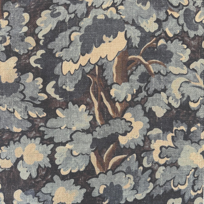 The image is a close-up of a patterned fabric or textile, featuring a repeating design of stylized leaves and flowers in shades of gray and brown. The pattern appears to be a textile or fabric with a floral or leaf-like motif, possibly used for decorative purposes or as a textile product.