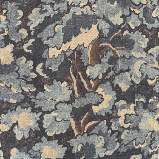 The image is a close-up of a patterned fabric or textile, featuring a repeating design of stylized leaves and flowers in shades of gray and brown. The pattern appears to be a textile or fabric with a floral or leaf-like motif, possibly used for decorative purposes or as a textile product.