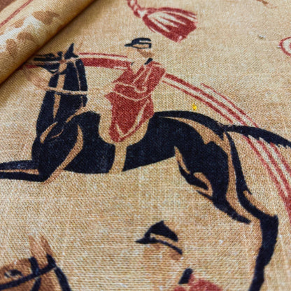 Equestrian Style Horse Print Fabric Yardage Red