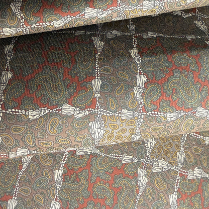 Corduroy Fabric by the Yard – Brown Terracotta Paisley Print Upholstery & Apparel Textile