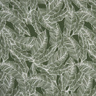 Green fabric featuring layered tropical banana leaf botanical design