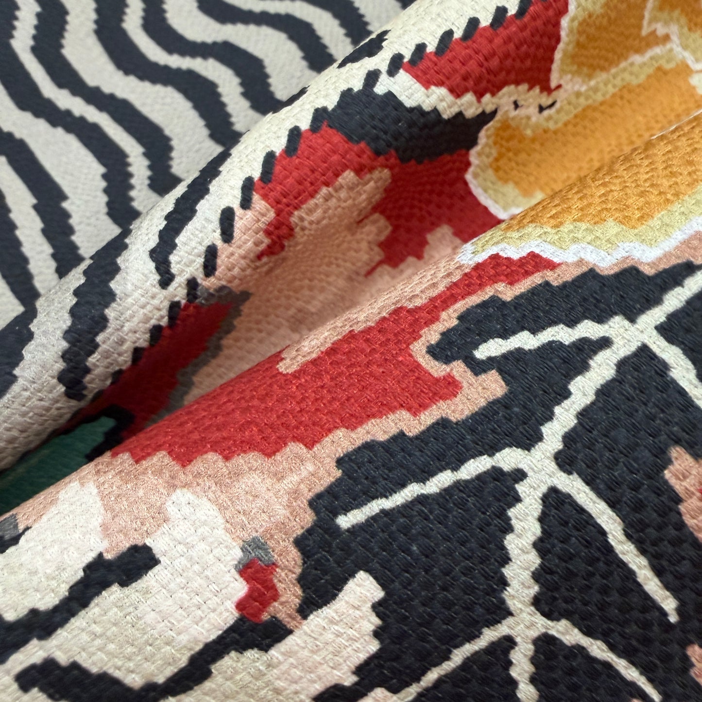 Red Tiger Print Fabric by the Yard