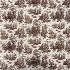 The image is a repeating pattern of various brown and white illustrations depicting people and animals in a landscape setting.