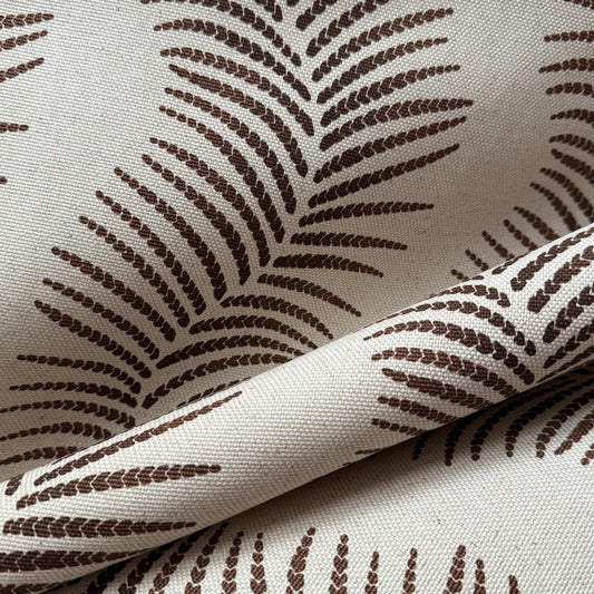 Brown Fern Leaf Print Upholstery Fabric – Nature-Inspired Botanical Design