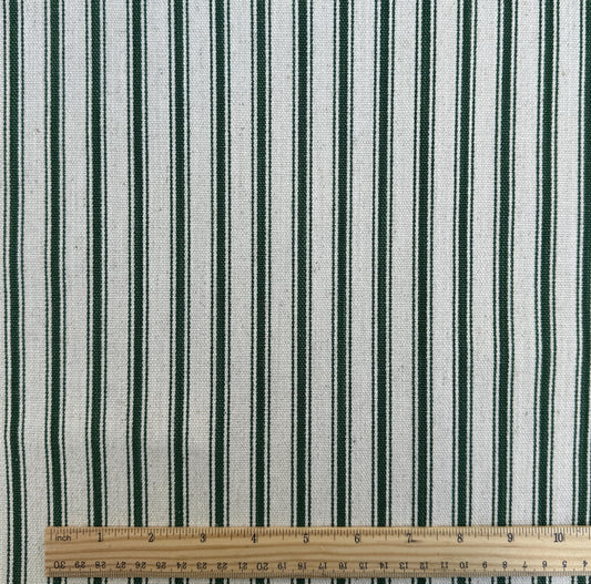 Pine Green Ticking Stripe Fabric