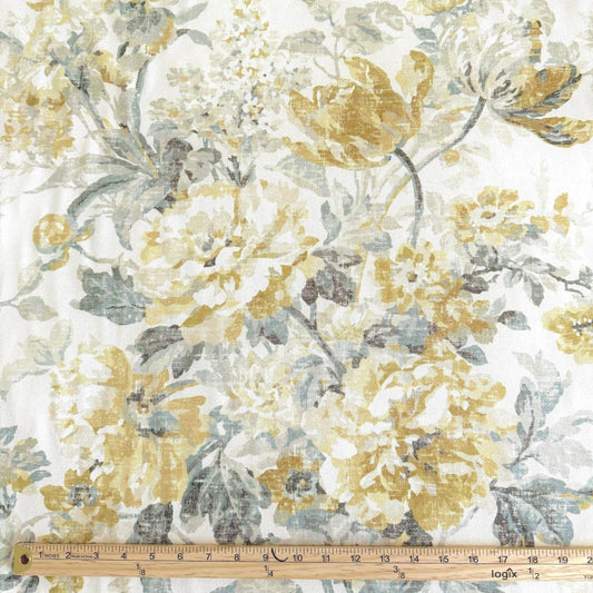 Watercolor Cottagecore Floral Fabric Vintage-Inspired Botanical Cotton for Pillows & Drapery