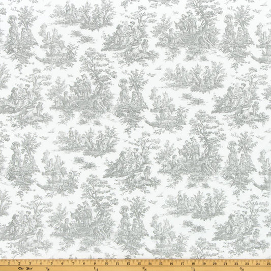 Gray Toile Gingham Fabric Neutral Cotton Material Nursery Decor Quilting Curtains Pillows Vintage Cottagecore Sewing Projects