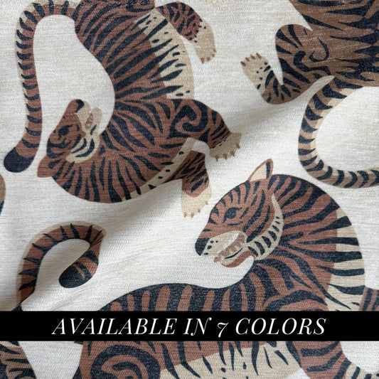 Chenille Tiger Pattern Upholstery Fabric– Elegant Earthy Tones for Home Decor