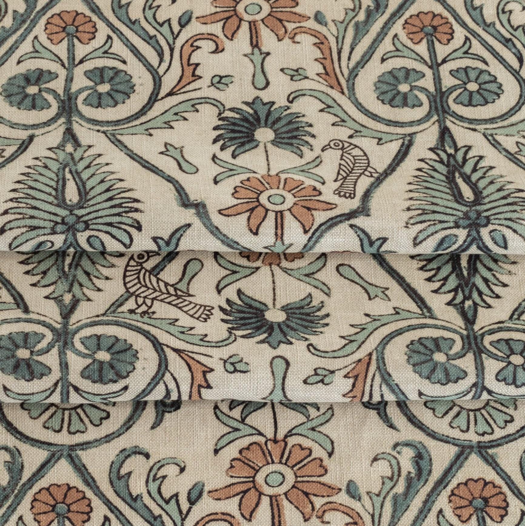 Floral Vine Bird Print Fabric
