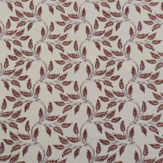 Sorrel Woodrose Deep Red Leaf Fabric - Burgundy Botanical Print