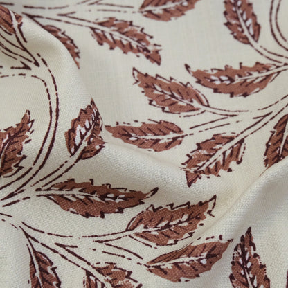 Sorrel Woodrose Deep Red Leaf Fabric - Burgundy Botanical Print