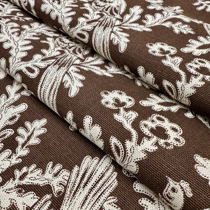 Brown Bird Fabric Floral Cotton Upholstery