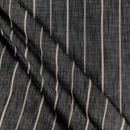 Charcoal Stripe Cotton Linen Blend Fabric Dark Gray